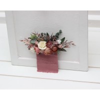 Pocket boutonniere in dusty rose cream blush pink color scheme. Flower accessories. Pocket flowers. Square flowers. 5122