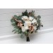 Bouquets in beige tan white color theme. Bridal bouquet. Faux bouquet. Bridesmaid bouquet. 5290