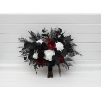 Wedding bouquets in  burgundy black silver colors. Bridal bouquet.  Faux bouquet. Bridesmaid bouquet.Gothic black wedding bouquet. 5108