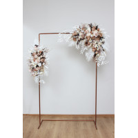  Flower arch arrangement in beige white brown colors.  Arbor flowers. Floral archway. Faux flowers for wedding arch. 0026