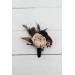  Wedding boutonnieres and wrist corsage  in purple black gold beige color theme. Flower accessories. BLACK