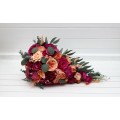 Bouquets in magenta peach coral color theme. Bridal bouquet. Faux bouquet. Bridesmaid bouquet. 5295