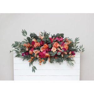  Flower arch arrangement in magenta peach coral colors.  Arbor flowers. Floral archway. Faux flowers for wedding arch. 5295