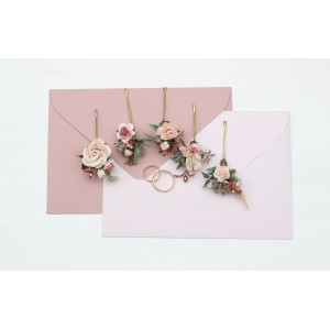  Set of  5 bobby  pins in  blush pink golden rose color scheme. Hair accessories. Flower accessories for wedding.  5299