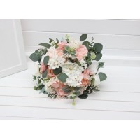 Bouquets in blush pink white color theme. Bridal bouquet. Faux bouquet. Bridesmaid bouquet. 5304