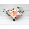 Wedding Bouquets in Blush Pink, White, Peach & Yellow | Faux Bridal & Bridesmaid Bouquets