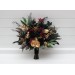 Bouquets in black burgundy gold green color theme. Bridal bouquet. Faux bouquet. Bridesmaid bouquet. 5305