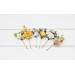 Set of 6 bobby pins. White and yellow hairpins with crystals. Flower bobby pins. Floral headpiece. Bridal flower accessories. Bridesmaid bobby pins. Bridesmaid gift.  5284