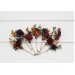  Set of  8 bobby pins  in  burgundy navy blue and rust color scheme. Hair accessories. Flower accessories for wedding.  0043