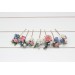  Set of  7 hair pins in  pink dusty blue color scheme. Hair accessories. Flower accessories for wedding.  5313