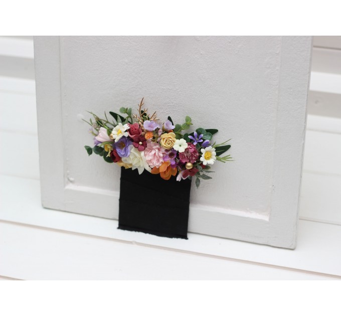 Colorful  pocket boutonniere. Flower accessories. Pocket flowers. Square flowers. 5317