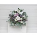 Bouquets in white lilac purple sage green color theme. Bridal bouquet. Faux bouquet. Bridesmaid bouquet. 5315