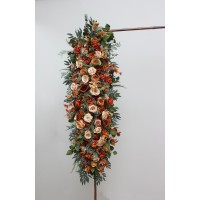  Flower arch arrangement in rust orange gold colors.  Arbor flowers. Floral archway. Faux flowers for wedding arch. 5213