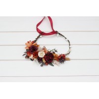 Rust burgundy ivory flower crown. Hair wreath. Flower girl crown. Wedding flowers. 5272