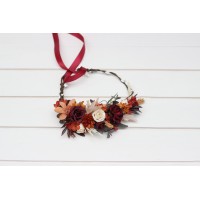 Rust burgundy ivory flower crown. Hair wreath. Flower girl crown. Wedding flowers. 5272