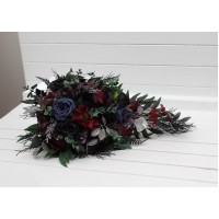 Bouquets in purple black navy blue burgundy silver green color scheme. Bridal bouquet. Faux bouquet. Bridesmaid bouquet. 5320