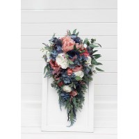 Wedding bouquets in dusty rose mauve navy blue colors. Bridal bouquet. Faux bouquet. Bridesmaid bouquet. 5046