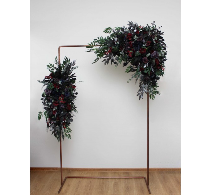  Flower arch arrangement in purple black navy blue burgundy silver green colors.  Arbor flowers. Floral archway. Faux flowers for wedding arch. Gothic wedding.  5320