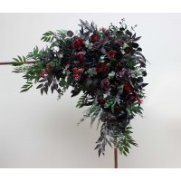  Flower arch arrangement in purple black navy blue burgundy silver green colors.  Arbor flowers. Floral archway. Faux flowers for wedding arch. Gothic wedding.  5320