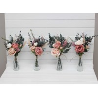 Mini bouquets for vases. Flowers for wedding decor. Dusty rose cream blush pink bouquet. 5122