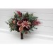 Bouquets in dusty rose burgundy deep green color theme. Bridal bouquet. Faux bouquet. Bridesmaid bouquet. 5293
