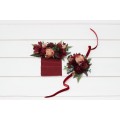 Pocket boutonniere in burgundy dusty rose color scheme. Flower accessories. Pocket flowers. Square flowers. 5293