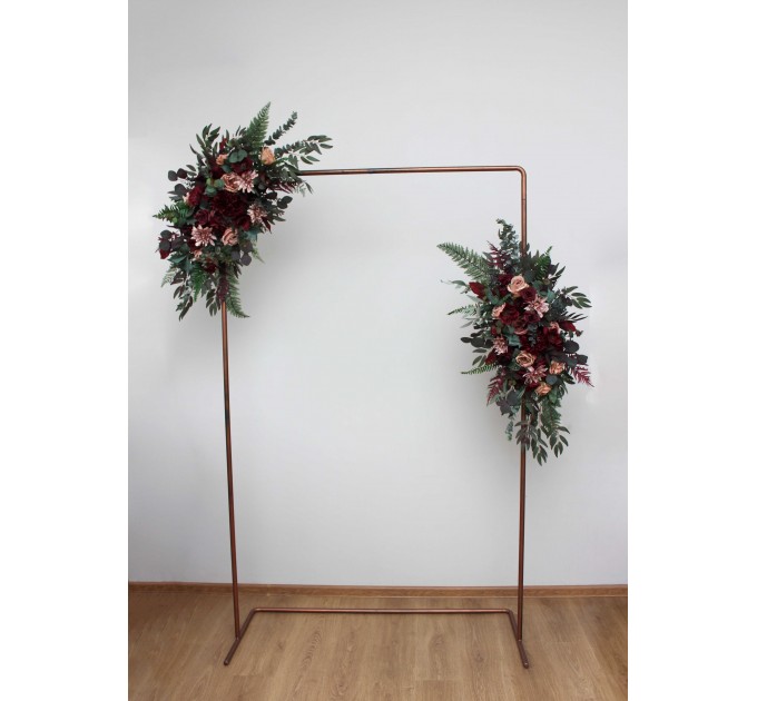  Flower arch arrangement in burgundy dusty rose colors.  Arbor flowers. Floral archway. Faux flowers for wedding arch. 5293