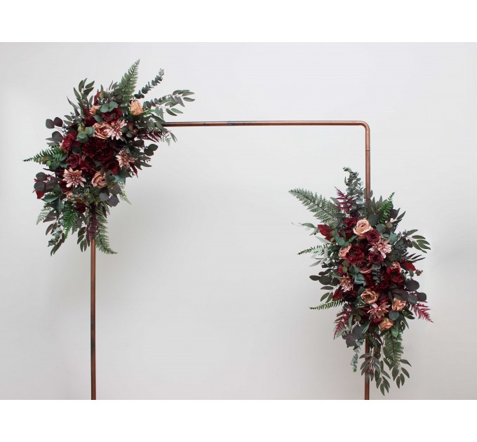  Flower arch arrangement in burgundy dusty rose colors.  Arbor flowers. Floral archway. Faux flowers for wedding arch. 5293