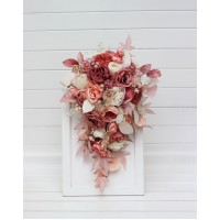 Bouquets in dusty rose cream color theme. Bridal bouquet. Faux bouquet. Bridesmaid bouquet. 5321