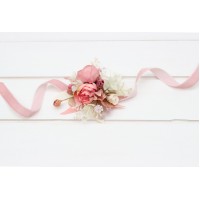  Wedding boutonnieres and wrist corsage  in dusty rose cream color scheme. Flower accessories. 5321