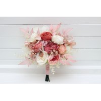Bouquets in dusty rose cream color theme. Bridal bouquet. Faux bouquet. Bridesmaid bouquet. 5321