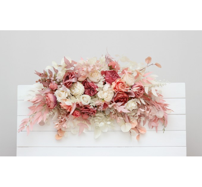  Flower arch arrangement in dusty rose cream colors.  Arbor flowers. Floral archway. Faux flowers for wedding arch. 5321