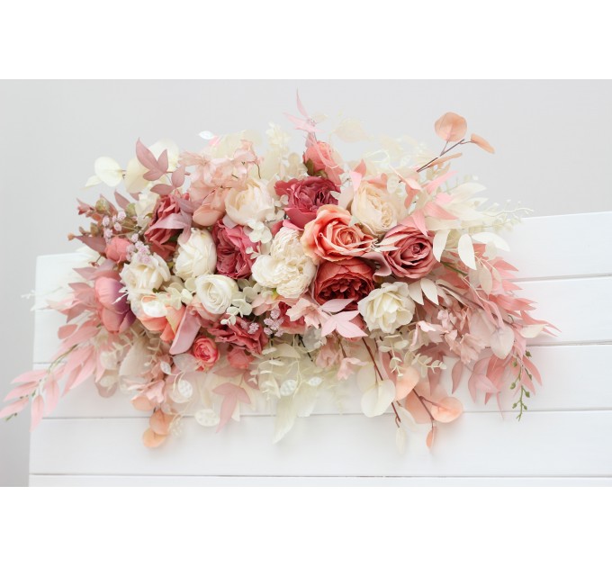  Flower arch arrangement in dusty rose cream colors.  Arbor flowers. Floral archway. Faux flowers for wedding arch. 5321