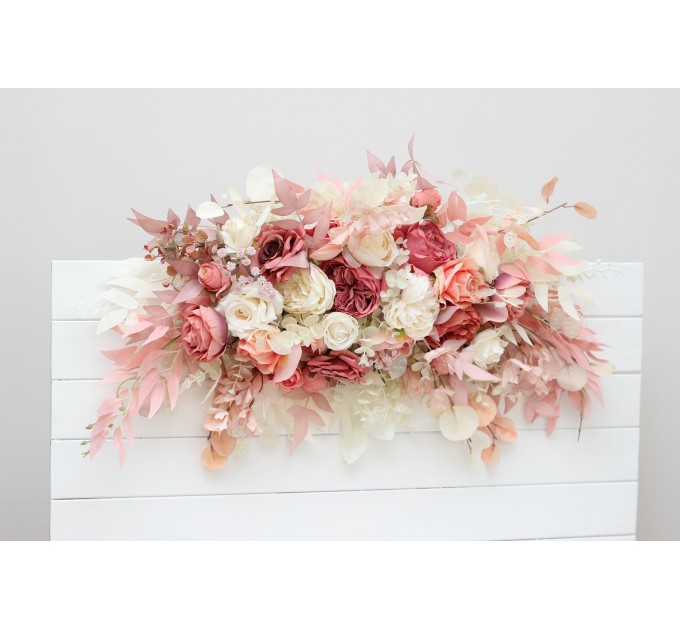  Flower arch arrangement in dusty rose cream colors.  Arbor flowers. Floral archway. Faux flowers for wedding arch. 5321