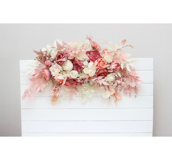  Flower arch arrangement in dusty rose cream colors.  Arbor flowers. Floral archway. Faux flowers for wedding arch. 5321