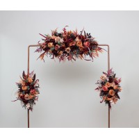 Flower arch arrangements in burgundy terracottacolors.  Arbor flowers. Floral archway. Faux flowers for wedding arch. 5121
