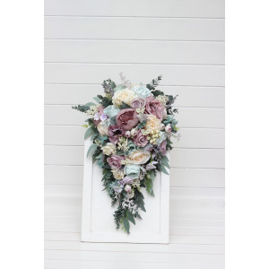 Bouquets in dusty purple pale turquoise cream color theme. Bridal bouquet. Faux bouquet. Bridesmaid bouquet. 5322