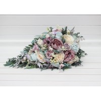 Bouquets in dusty purple pale turquoise cream color theme. Bridal bouquet. Faux bouquet. Bridesmaid bouquet. 5322