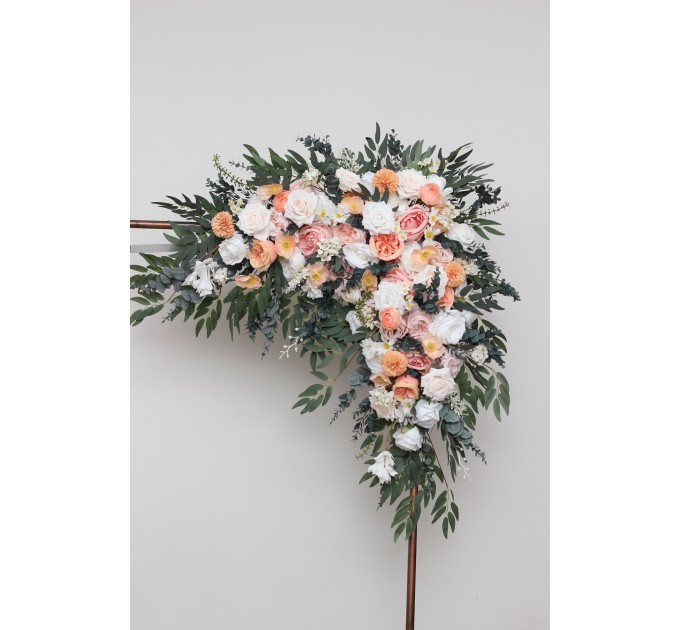  Flower arch arrangement in blush pink white peach yellow flowers colors.  Arbor flowers. Floral archway. Faux flowers for wedding arch. 5301