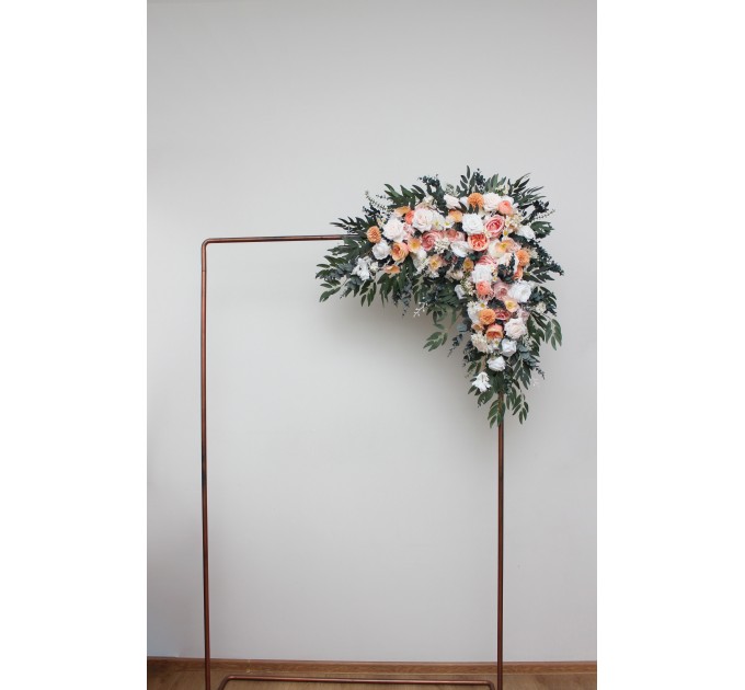  Flower arch arrangement in blush pink white peach yellow flowers colors.  Arbor flowers. Floral archway. Faux flowers for wedding arch. 5301