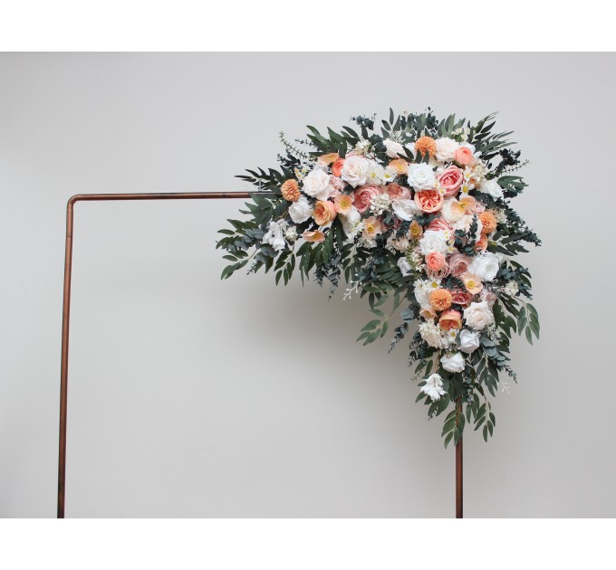  Flower arch arrangement in blush pink white peach yellow flowers colors.  Arbor flowers. Floral archway. Faux flowers for wedding arch. 5301