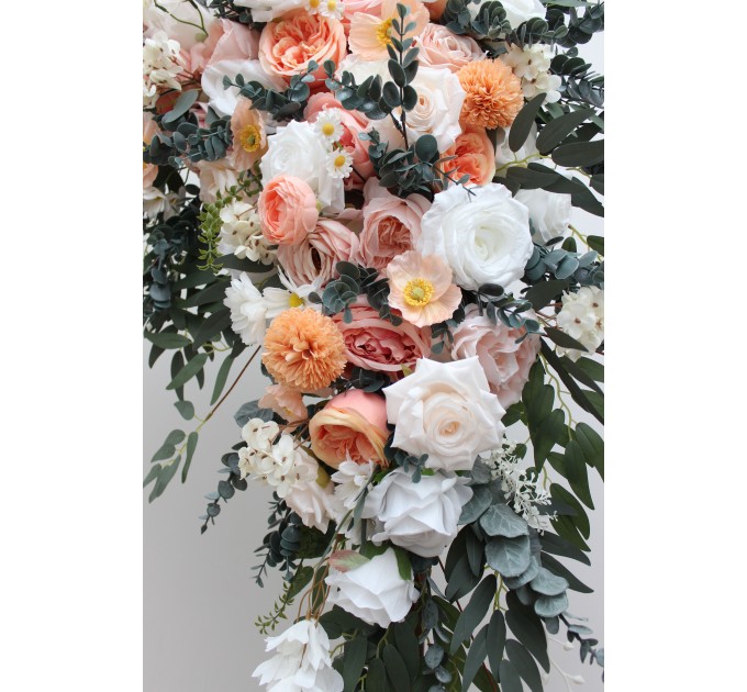  Flower arch arrangement in blush pink white peach yellow flowers colors.  Arbor flowers. Floral archway. Faux flowers for wedding arch. 5301