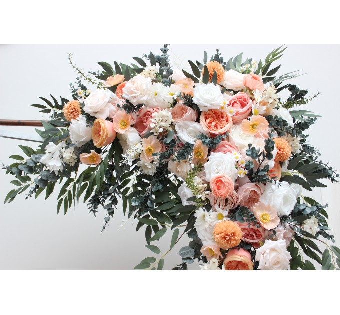  Flower arch arrangement in blush pink white peach yellow flowers colors.  Arbor flowers. Floral archway. Faux flowers for wedding arch. 5301