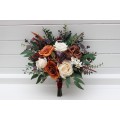 Bridesmaid bouquet .Brown cream purple rust burgundy flowers. Fall wedding bouquet. Wedding bouquet. 5324