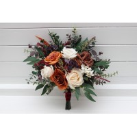 Bridesmaid bouquet .Brown cream purple rust burgundy flowers. Fall wedding bouquet. Wedding bouquet. 5324