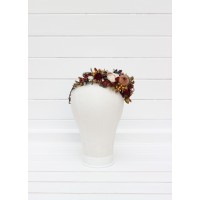 Burgundy ivory white brown flower crown. Hair wreath. Flower girl crown. Wedding flowers. 3510