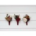  Wedding boutonnieres and wrist corsage  in burgundy ivory white brown color scheme. Flower accessories. Pocket boutonniere. 5310