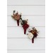  Wedding boutonnieres and wrist corsage  in burgundy ivory white brown color scheme. Flower accessories. Pocket boutonniere. 5310