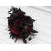 Bouquets in black and burgundy color theme. Bridal bouquet. Faux bouquet. Bridesmaid bouquet. Cascading bouquet. 5325