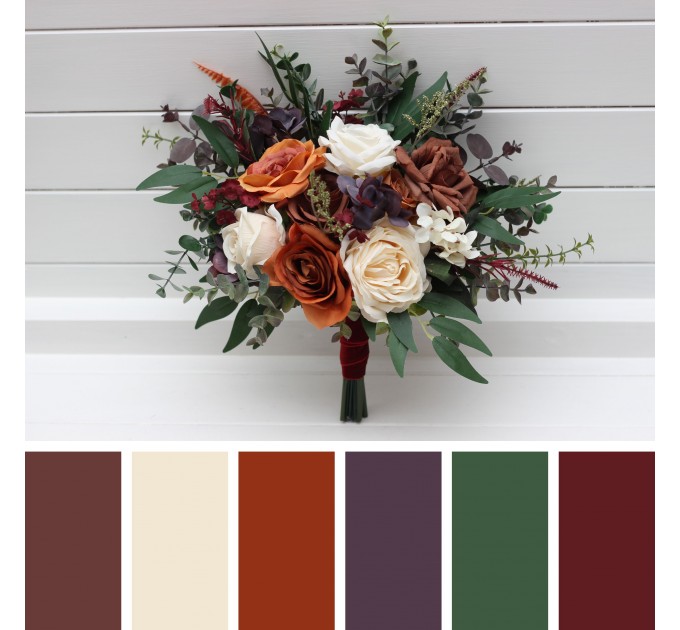 Bridesmaid bouquet .Brown cream purple rust burgundy flowers. Fall wedding bouquet. Wedding bouquet. 5324